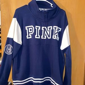 Blue/Cream PINK quarter zip sweatshirt